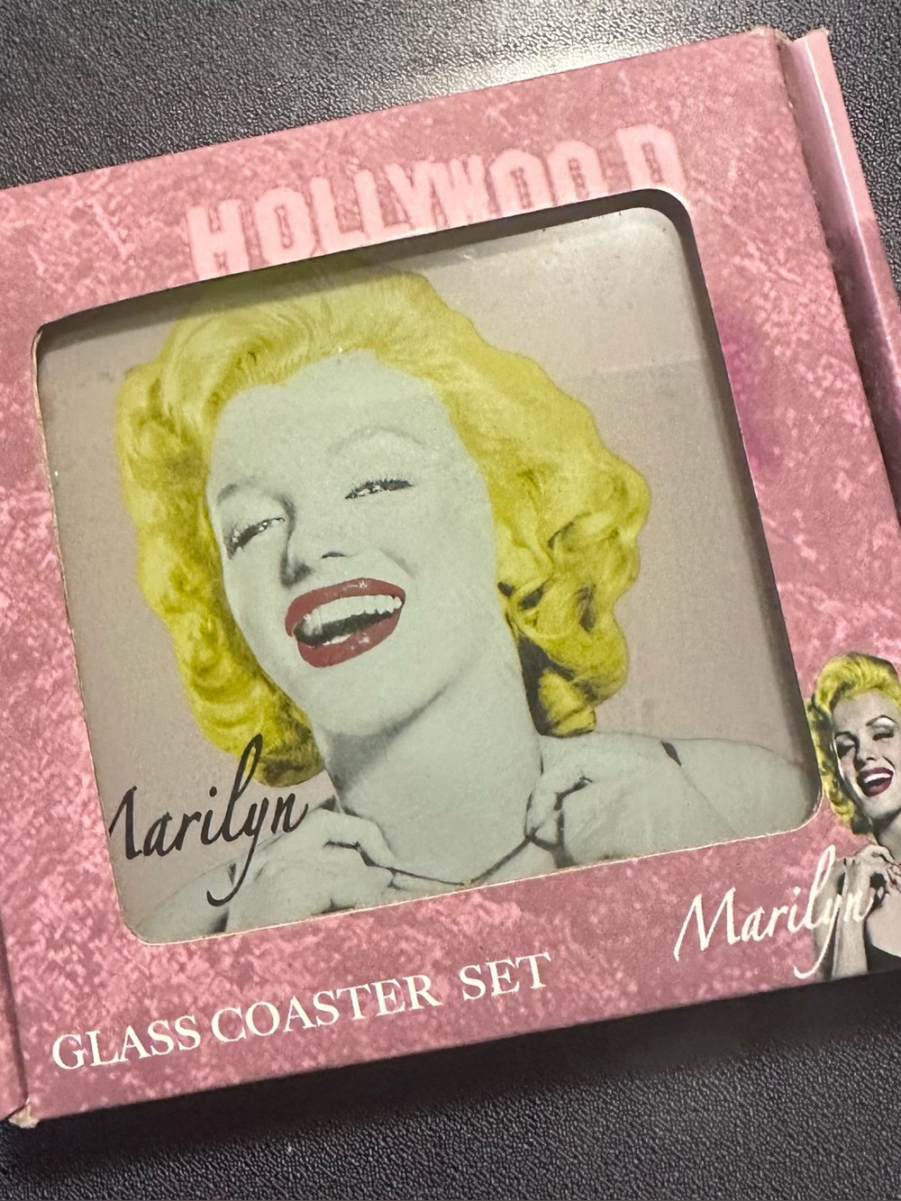 Marilyn Glass Coaster Set - Pink Artwork